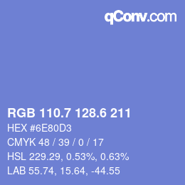 カラーコード: RGB 110.7 128.6 211 | qconv.com