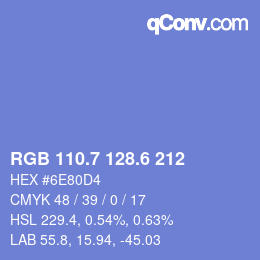 カラーコード: RGB 110.7 128.6 212 | qconv.com