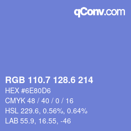カラーコード: RGB 110.7 128.6 214 | qconv.com