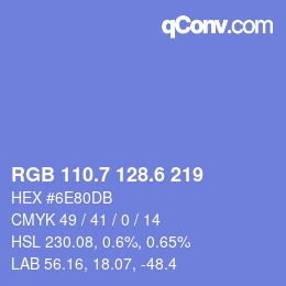 カラーコード: RGB 110.7 128.6 219 | qconv.com