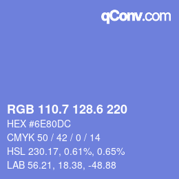 カラーコード: RGB 110.7 128.6 220 | qconv.com