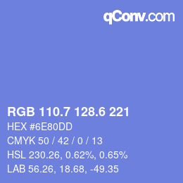 カラーコード: RGB 110.7 128.6 221 | qconv.com