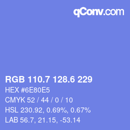 カラーコード: RGB 110.7 128.6 229 | qconv.com