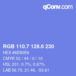 カラーコード: RGB 110.7 128.6 230 | qconv.com