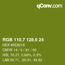 カラーコード: RGB 110.7 128.6 24 | qconv.com