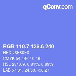 カラーコード: RGB 110.7 128.6 240 | qconv.com