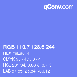 カラーコード: RGB 110.7 128.6 244 | qconv.com