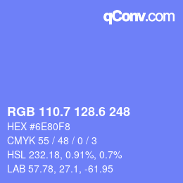 カラーコード: RGB 110.7 128.6 248 | qconv.com