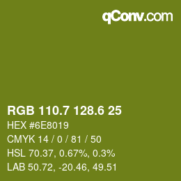 カラーコード: RGB 110.7 128.6 25 | qconv.com