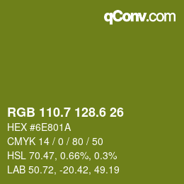 カラーコード: RGB 110.7 128.6 26 | qconv.com