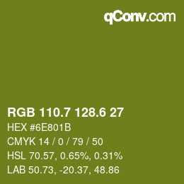 カラーコード: RGB 110.7 128.6 27 | qconv.com