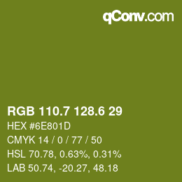 カラーコード: RGB 110.7 128.6 29 | qconv.com