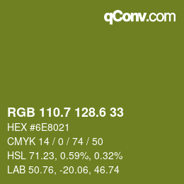 カラーコード: RGB 110.7 128.6 33 | qconv.com