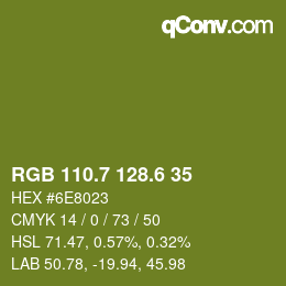 カラーコード: RGB 110.7 128.6 35 | qconv.com