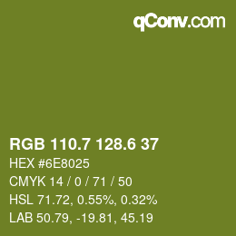 カラーコード: RGB 110.7 128.6 37 | qconv.com