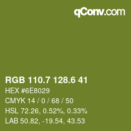 カラーコード: RGB 110.7 128.6 41 | qconv.com