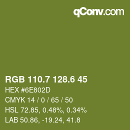 カラーコード: RGB 110.7 128.6 45 | qconv.com