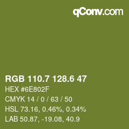 カラーコード: RGB 110.7 128.6 47 | qconv.com