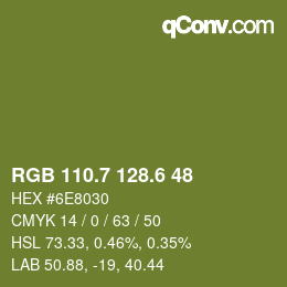 カラーコード: RGB 110.7 128.6 48 | qconv.com