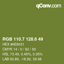 カラーコード: RGB 110.7 128.6 49 | qconv.com