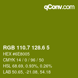 カラーコード: RGB 110.7 128.6 5 | qconv.com