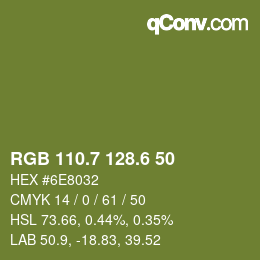 カラーコード: RGB 110.7 128.6 50 | qconv.com