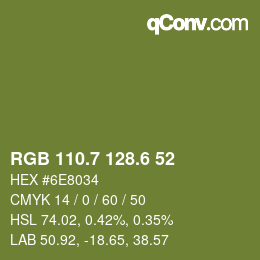 カラーコード: RGB 110.7 128.6 52 | qconv.com