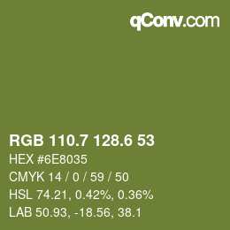 カラーコード: RGB 110.7 128.6 53 | qconv.com
