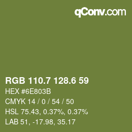 カラーコード: RGB 110.7 128.6 59 | qconv.com
