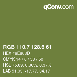 カラーコード: RGB 110.7 128.6 61 | qconv.com
