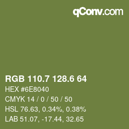 カラーコード: RGB 110.7 128.6 64 | qconv.com