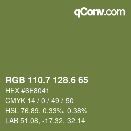 カラーコード: RGB 110.7 128.6 65 | qconv.com