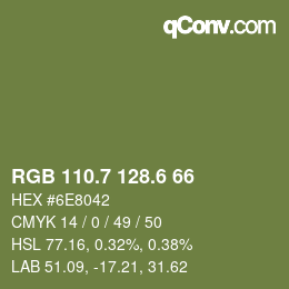 カラーコード: RGB 110.7 128.6 66 | qconv.com