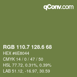 カラーコード: RGB 110.7 128.6 68 | qconv.com