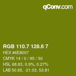 カラーコード: RGB 110.7 128.6 7 | qconv.com