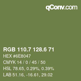 カラーコード: RGB 110.7 128.6 71 | qconv.com