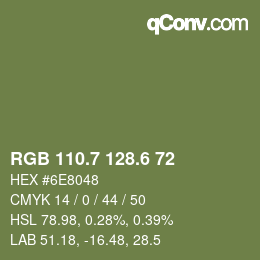 カラーコード: RGB 110.7 128.6 72 | qconv.com
