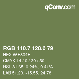 カラーコード: RGB 110.7 128.6 79 | qconv.com