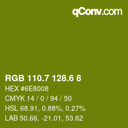 カラーコード: RGB 110.7 128.6 8 | qconv.com