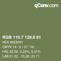 カラーコード: RGB 110.7 128.6 81 | qconv.com