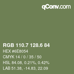 カラーコード: RGB 110.7 128.6 84 | qconv.com