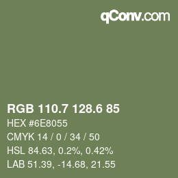 カラーコード: RGB 110.7 128.6 85 | qconv.com