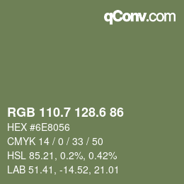 カラーコード: RGB 110.7 128.6 86 | qconv.com