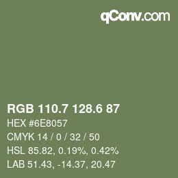 カラーコード: RGB 110.7 128.6 87 | qconv.com