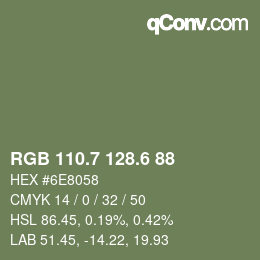 カラーコード: RGB 110.7 128.6 88 | qconv.com