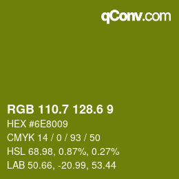 カラーコード: RGB 110.7 128.6 9 | qconv.com