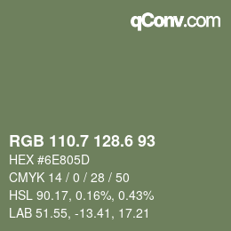 カラーコード: RGB 110.7 128.6 93 | qconv.com