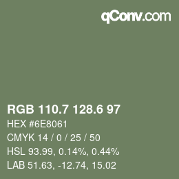 カラーコード: RGB 110.7 128.6 97 | qconv.com