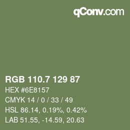 カラーコード: RGB 110.7 129 87 | qconv.com