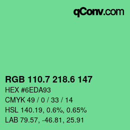 カラーコード: RGB 110.7 218.6 147 | qconv.com